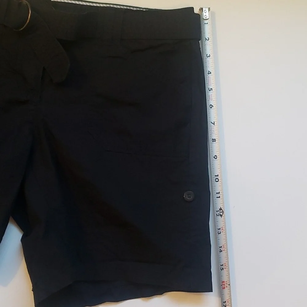 TOMMY HILFIGER ADJUSTABLE LENGTH BLACK BELTED CARGO SHORTS POCKETS SIZE 8 - Picture 8 of 10